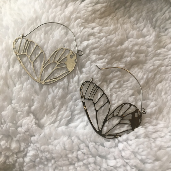 Butterfly Wing Fashion Week Silver Boho Earrings - Picture 2 of 4